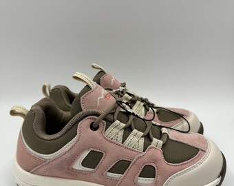 Big Kid Size 4, Low Top Pink & Brown Hikers w/ White Accents, Thick Rugged Tread