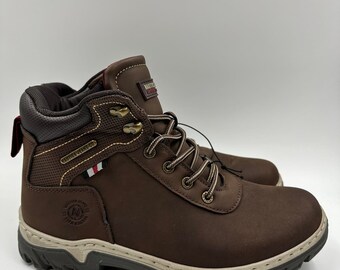 Men's Size 9, Brown High Top Hikers w/ Light Brown and Red Accents