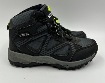 Big Kid Size 2.5, Black & Dark Blue High Top Hikers w/ Rugged Rubber Toe Caps