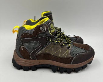 Big Kid Size 2, Brown High Top Hikers with Suede Accents and Rubber Tread