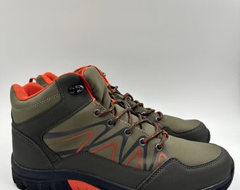 Men's Size 11, High Top Olive Green Hikers w/ Black and Orange Accents