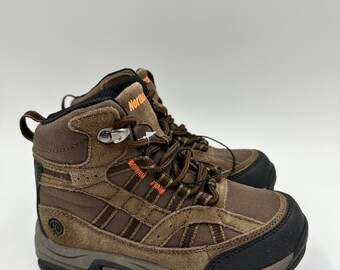 Toddler 13.5, High Top Brown Hiker w/ Orange Accents Rubber Black Toe Cap