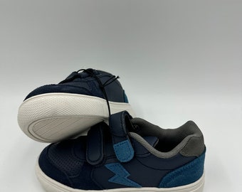 Small Kid Size 11 Blue Fashion Sneaker, with Straps, and Suede Details