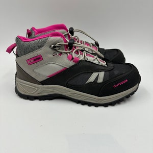 Big Kid Size 4, Dark & Light Gray Mid Top Hikers w/ Pink Accents