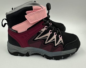 Big Kid Size 13.5, Black/Red Hikers w/ Elastic Cinch Straps and Baby Pink Strap