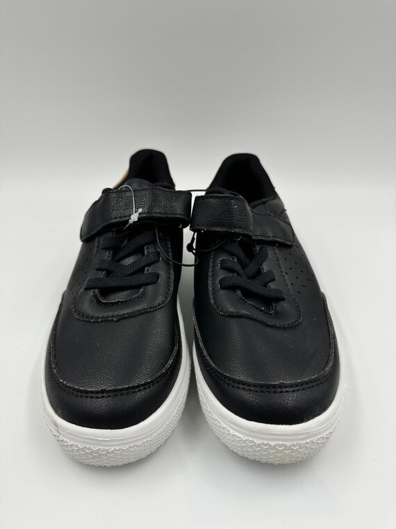 Big Kid Size 2 Black Fashion Sneaker With Strap Brown Heel Accent White Sole Etsy