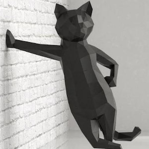 Gatto di carta, modello 3D di carta, modello PDF di gattino, graziosa scultura di gattino low poly, kit digitale, pepakura, pezzi fai da te per la casa