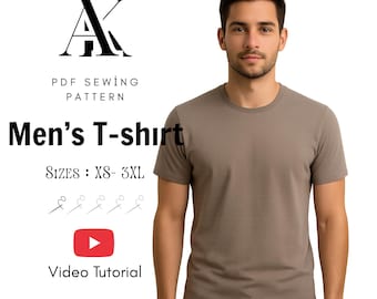 Men's Crew Neck T-Shirt Sewing Pattern XS-3XL (PDF Pattern)