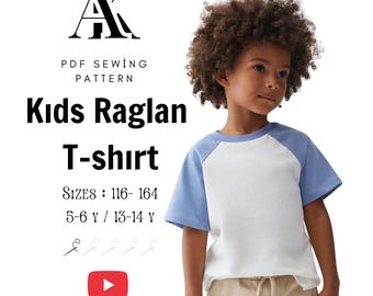 Kids Raglan T-Shirt Sewing Pattern – Sizes 116-164 (PDF Pattern)