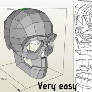 Plantilla de calavera portátil con instrucciones en PDF Máscara fácil de hacer y portátil Crea tu propia máscara con papercraft Solo usa papel y pegamento