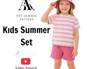Kids Summer Sewing Pattern Bundle: Hat, T-Shirt, Shorts (PDF Pattern)