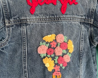 Hand Embroidered Personalised Children’s Denim Jacket