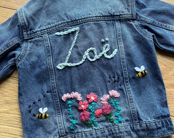 Hand Embroidered Personalised Children’s Denim Jacket