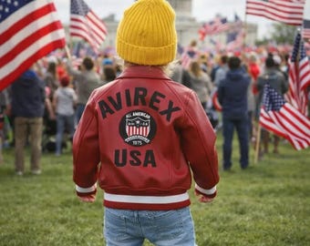 Kids’ Genuine Leather Avirex Jacket and free hat