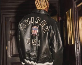 Handmade Cowhide Leather Bomber Jacket: Avirex USA Icon Style