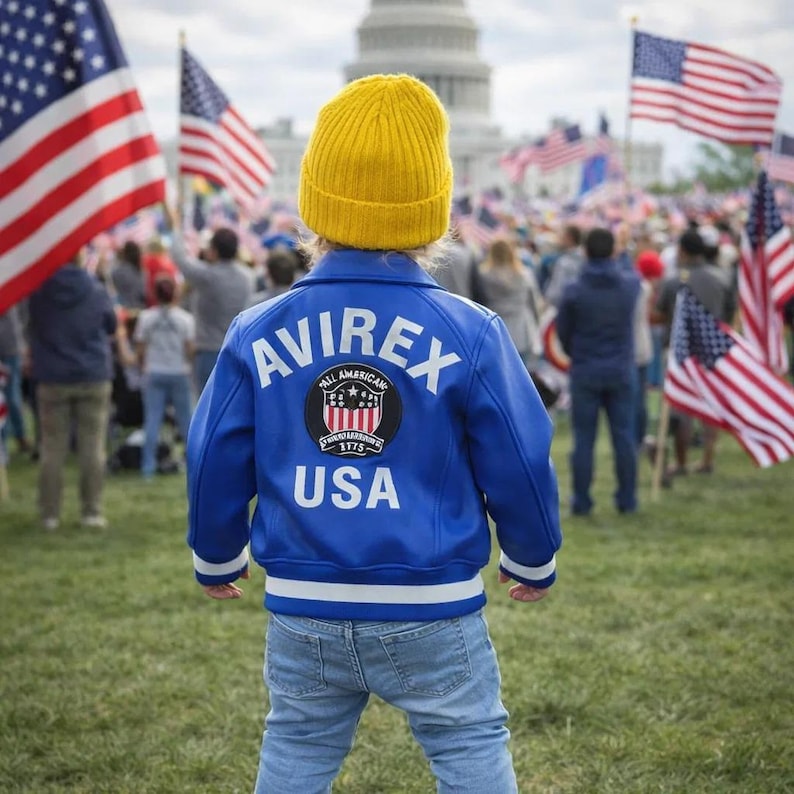 Kids’ Genuine Leather Avirex Jacket and free hat image 5