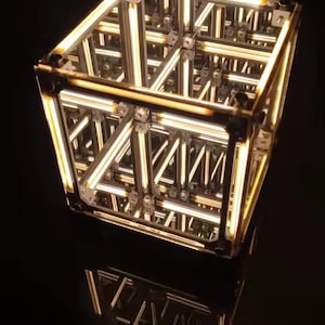 Infinity Mirror LED Hypercube Lamp, Acrylic Geometric Desk Lighting (Gaming Gift)