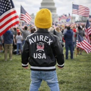 Kids’ Genuine Leather Avirex Jacket and free hat image 3