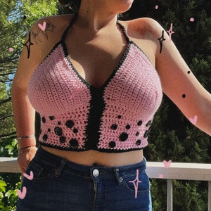 Crochet summer crop top with buttons