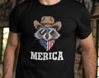 USA 'Merica Waschbär Shirt, 4. Juli Shirt, lustiges politisches T-Shirt, cooles Shirt für Papa