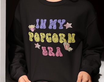 Popcorn Sweatshirt, Funny Popcorn Shirt, Popcorn Lover Sweatshirt, Gift for Her, Gift for Movie Lover, Groovy Sweatshirt