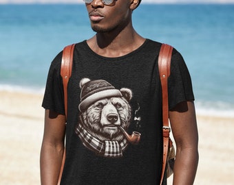 Cozy Grizzly Bear Tee, Grizzly Bear Shirt, Bear Shirt, Animal Shirt, Grizzly Shirt, Ggrizzly Tee, Black Bbear Shirt, Pipe Shirt