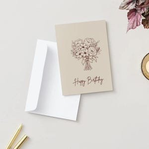 Printable Birthday Card Floral Birthday Card Flower Birthday Card Print at Home Digital Download Card Designs Card PDF