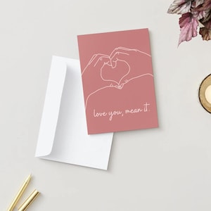Tarjeta imprimible "Te amo en serio", tarjeta de cumpleaños con forma de corazón, impresión en casa, descarga digital, diseños de tarjetas, tarjeta PDF