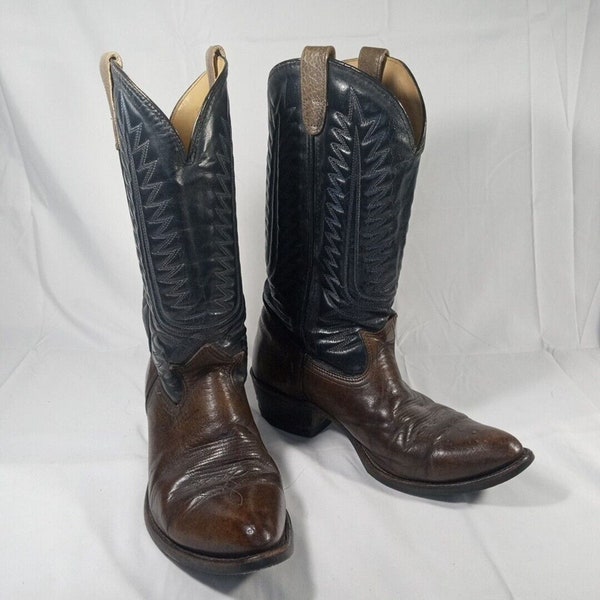 HH DOUBLE-H Work Western Brown Cowboy Boots Mens Sz 8 ee Extra Wide, Made USA