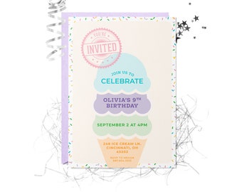 Ice Cream Birthday Party Invitation