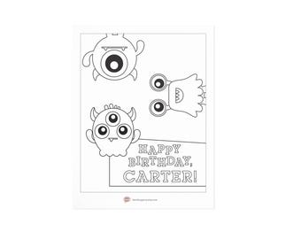 Personalized Monster Birthday Coloring Sheet