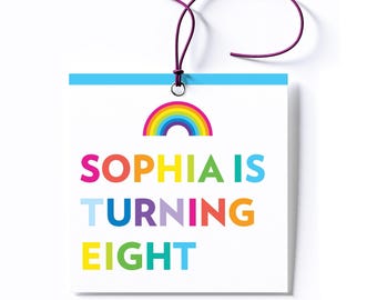 Personalized Rainbow Birthday Party Favor Tag/Stickers