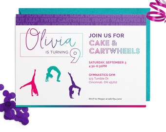 Gymnastics Birthday Party Invitation