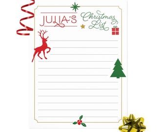 Personalized Kids Christmas List Printable