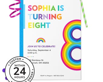 Modern Rainbow Birthday Party Invitation