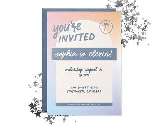Sunset Palm Tree Birthday Party Invitation