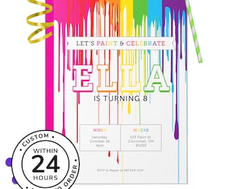 Rainbow Paint Party Invitation