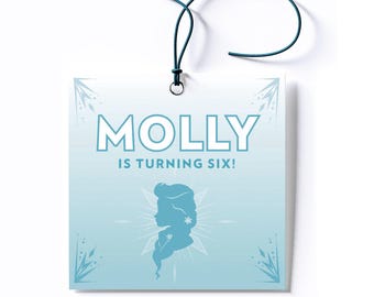 Personalized Frozen Favor Tag/Stickers - Custom Decorations for Ice Princess Birthday Party