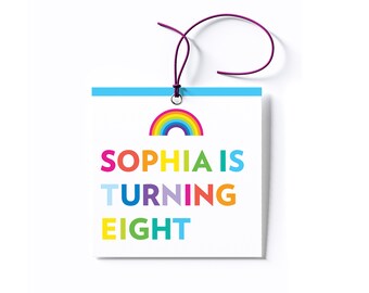 Personalized Rainbow Birthday Party Favor Tag/Stickers