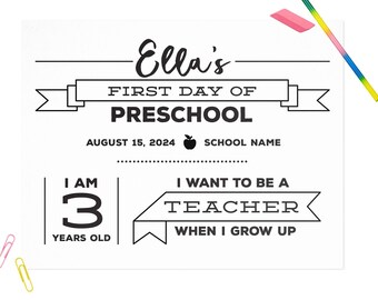 Personalized First Day of School Sign - Back to School Photo Prop - Custom Milestone Keepsake