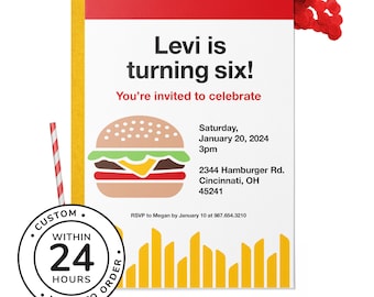 Burger & Fries Birthday Party Invitation