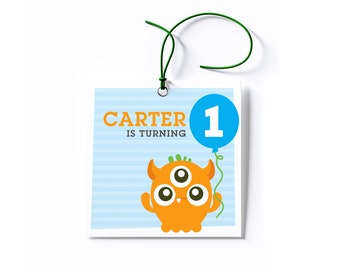 Personalized Monster Birthday Party Favor Tags/Stickers