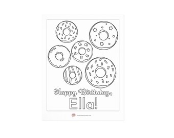 Personalized Donut Birthday Coloring Page