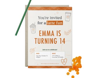 Pumpkin Spice Starbucks Inspired Birthday Invitation