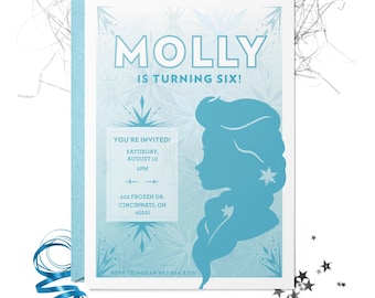 Personalized Ice Princess Birthday Party Invitation - Custom Printable Snowflake Invite for Kid Celebration
