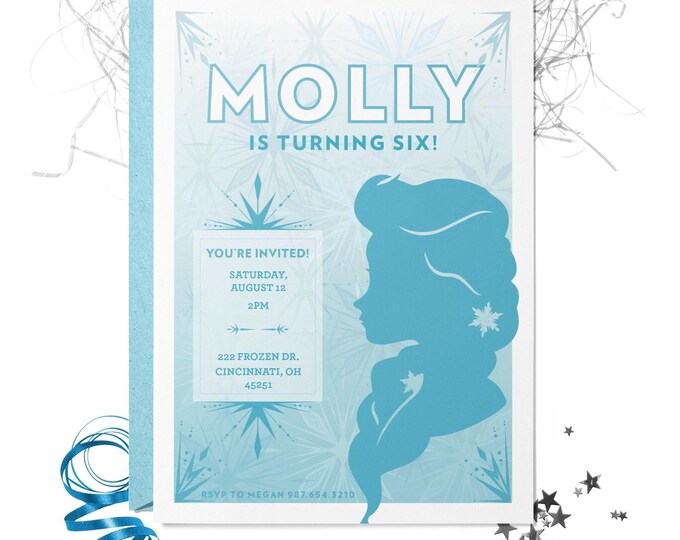 Featured listing image: Personalized Ice Princess Birthday Party Invitation - Custom Printable Snowflake Invite for Kid Celebration