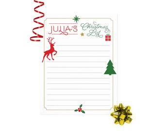Personalized Kids Christmas List Printable