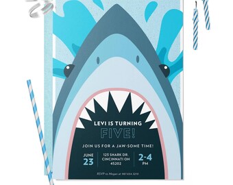 Shark Birthday Party Invitation