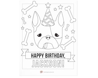 Personalized Puppy Birthday Coloring Page
