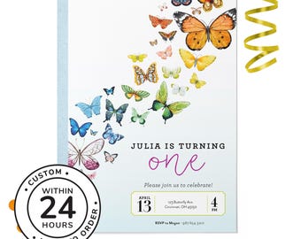 Rainbow Butterfly Birthday Party Invitation